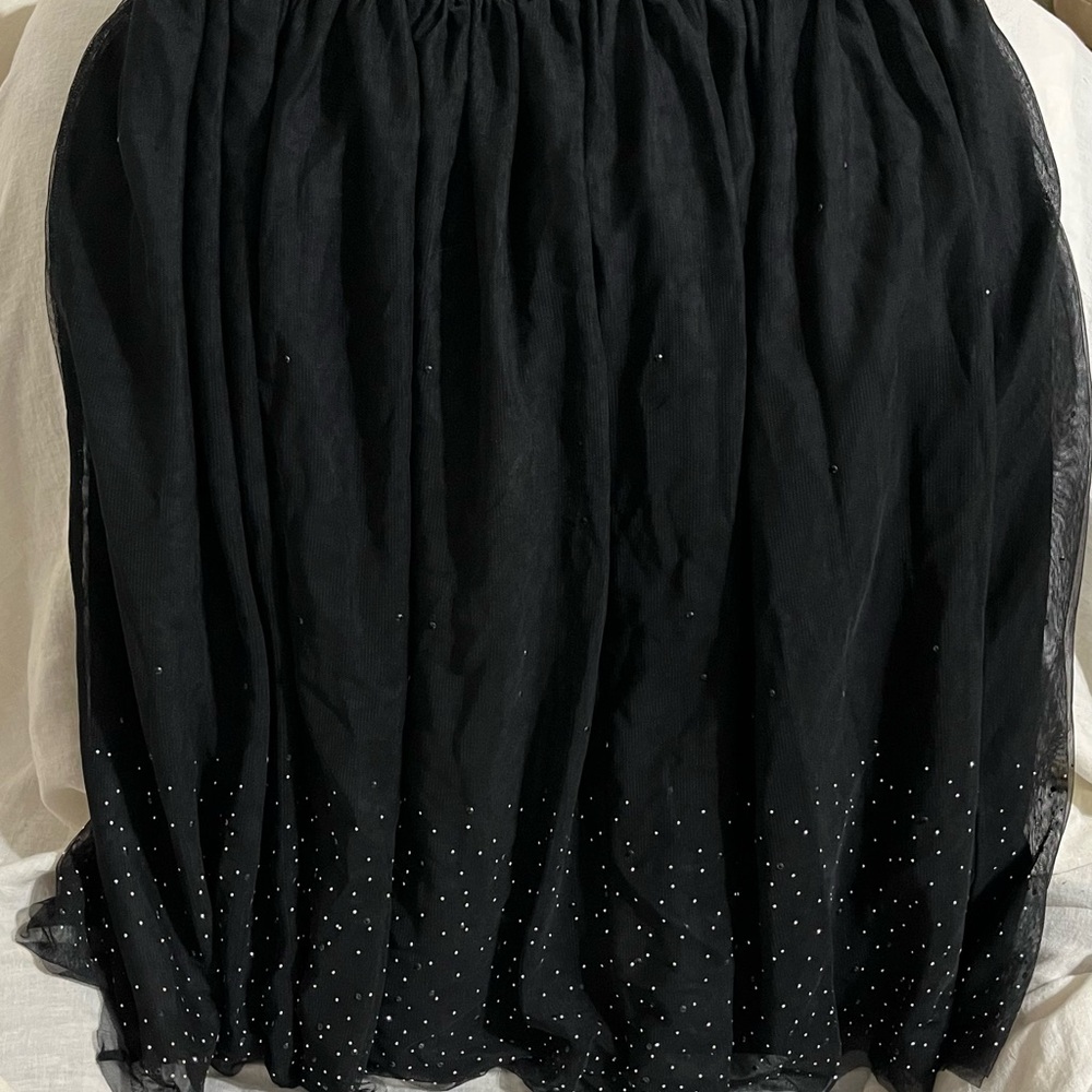 Chic Black A-Line Skirt with Sparkling Details